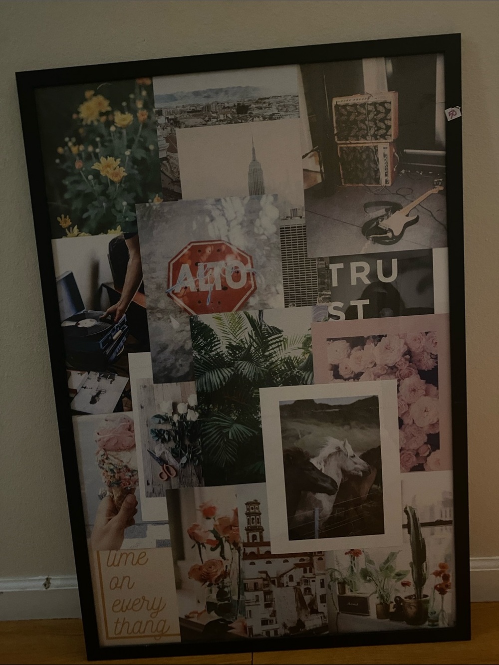 Prince Collage Art Print with Black Frame and Pink Accents